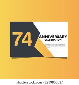 Vector 74 years anniversary celebration, anniversary celebration template design with yellow color background.
