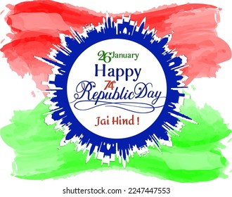 vector 74th year of 26th January republic day wish template