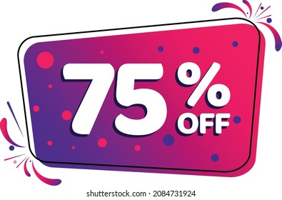 vector 75 percent off. seventy five percent. fashions and modern style. purple and pink