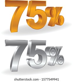 Vector of 75 percent in white backgroundv