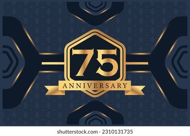 Vector 75 year anniversary celebration logo vector design with black elegant color on blue background