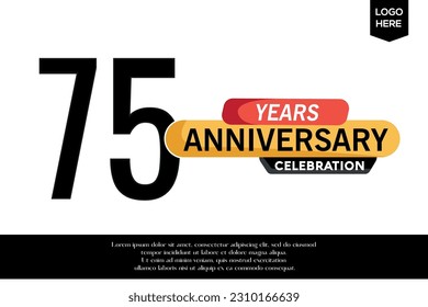 Vector 75th anniversary celebration logotype black yellow colored isolated on white background