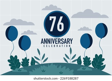 Tarjeta de invitación del vector para 76 años. celebración de aniversario plantilla de ilustración de diseño moderno.	