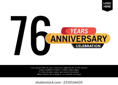 Vector 76th anniversary celebration logotype black yellow colored isolated on white background