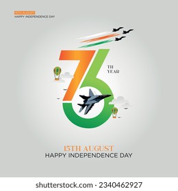 Vector 76th indian independence day banner design