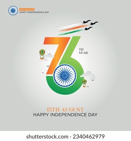 Vector 76th indian independence day banner design