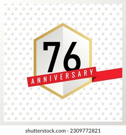 Vector 76th years anniversary celebration on white background with black color numbers and confetti design