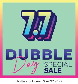 Vector 7.7 dubble day, Big sale banner template design. Vector illustration.