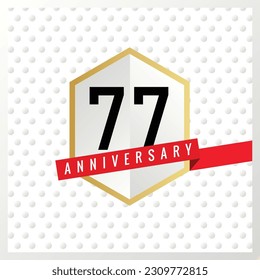 Vector 77th years anniversary celebration on white background with black color numbers and confetti design
