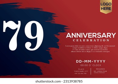 Vector 79 years anniversary with blue brush isolated on red background vector design