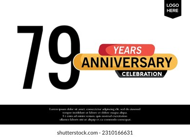 Vector 79th anniversary celebration logotype black yellow colored isolated on white background