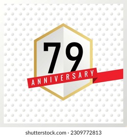 Vector 79th years anniversary celebration on white background with black color numbers and confetti design