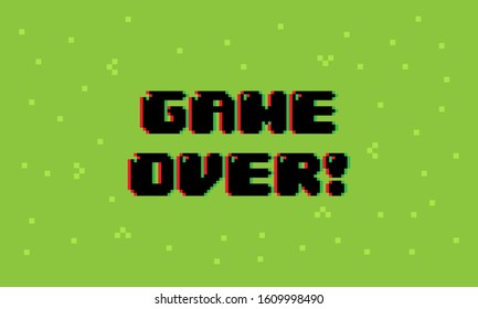 Vector 8 bit game over screen.