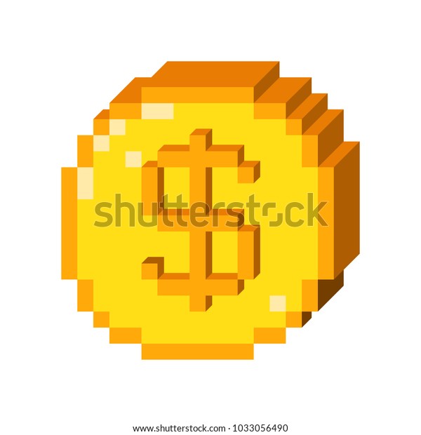 ベクター画像8ビットピクセルアート3dドルアイコン ドル通貨の色のコンセプト のベクター画像素材 ロイヤリティフリー