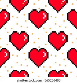 Vektorillustration 8-Bit Pixelherzen Valentinstag Retro-Muster