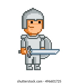 Vector 8 bit pixel hero for game and design.
