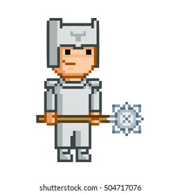 Vector 8 bit pixel hero for game and design.