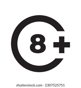 Vector 8 eight plus icon symbol illustration design template black isolated on white