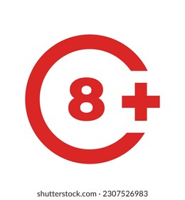 Vector 8 eight plus icon symbol illustration design template red isolated on white
