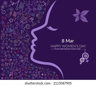 Vector 8 Mar international women's day, Success, poster, Fashionable design, Modern design template, 8 March international women and girls in science day