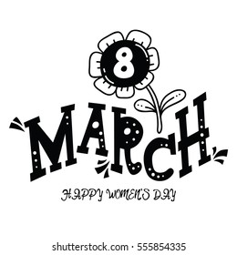 vector 8 march typographic design for greeting card,posters. Happy women's day lettering.