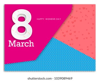 Vector 8 March / Women's Day greeting card on blurred background / postcard. Perfect as invitation or announcement.