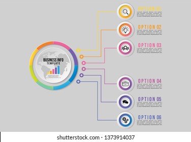 Vector 8 Options and steps Infographics Template Design. Business Data Visualization Timeline with Marketing Icons most useful can be used for presentation, diagrams, annual reports, workflow layout