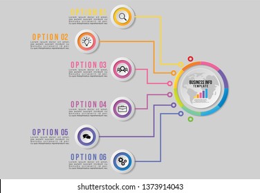 Vector 8 Options and steps Infographics Template Design. Business Data Visualization Timeline with Marketing Icons most useful can be used for presentation, diagrams, annual reports, workflow layout