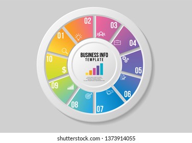 Vector 8 Options and steps Infographics Template Design. Business Data Visualization Timeline with Marketing Icons most useful can be used for presentation, diagrams, annual reports, workflow layout