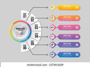 Vector 8 Options and steps Infographics Template Design. Business Data Visualization Timeline with Marketing Icons most useful can be used for presentation, diagrams, annual reports, workflow layout