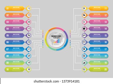 Vector 8 Options and steps Infographics Template Design. Business Data Visualization Timeline with Marketing Icons most useful can be used for presentation, diagrams, annual reports, workflow layout