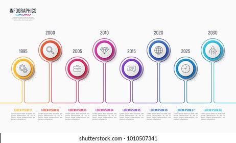 Vector 8 steps infographic design, timeline chart, presentation template on white background. Global swatches.