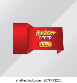 Vector 80% Exclusive Offer Banner Ad Design Template for Increasing Sales.