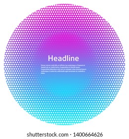 Vector 80s Retro Style Striped Shape. Art Bright attractive style logo template. Minimal vaporwave synthwave style background. Neon circle with pink and blue. Synthwave Vector illustration EPS10