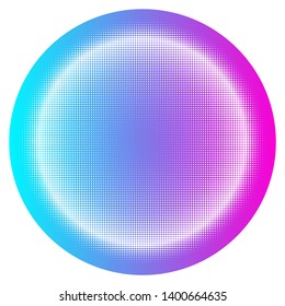 Vector 80s Retro Style Striped Shape. Art Bright attractive style logo template. Minimal vaporwave synthwave style background. Neon circle with pink and blue. Synthwave Vector illustration EPS10