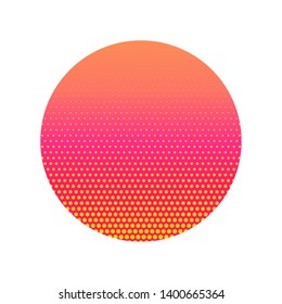 Vector 80s Retro Style Striped Shape. Art Bright attractive style logo template. Minimal vaporwave synthwave style background. Neon circle with pink and blue. Synthwave Vector illustration EPS10