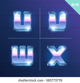 Vector 80's style metallic alphabet.