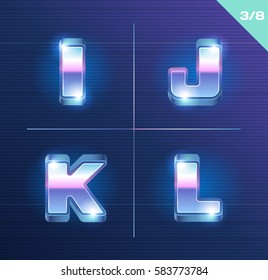 Vector 80's style metallic alphabet.