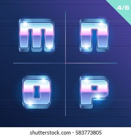 Vector 80's style metallic alphabet.