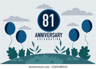 Vector 81 years anniversary invitation card. anniversary celebration modern design illustration template.	