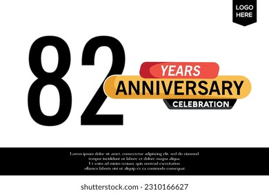 Vector 82nd anniversary celebration logotype black yellow colored isolated on white background