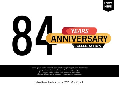 Vector 84 anniversary celebration logotype black yellow colored isolated on white background