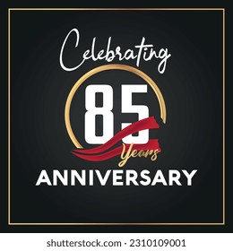 Vector 85th year anniversary celebration logo with ring and elegance golden color isolated vector design
