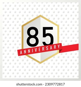 Vector 85th years anniversary celebration on white background with black color numbers and confetti design