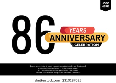 Vector 86 anniversary celebration logotype black yellow colored isolated on white background
