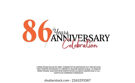 Número de logotipo de vectores de 86 años con color rojo y negro para la celebración evento diseño de ilustración aislado. 