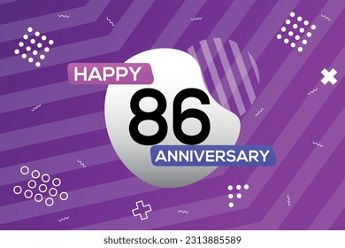 Vector 86th year anniversary logo vector design anniversary celebration with colorful geometric shape
