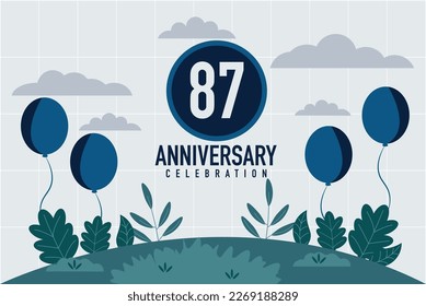 Vector 87 years anniversary invitation card. anniversary celebration modern design illustration template.	