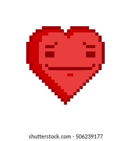 Vector 8-bit pixel art heart for game and design.