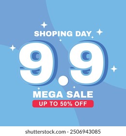 Vector 9 9 shopping day sale template design for web or social media.